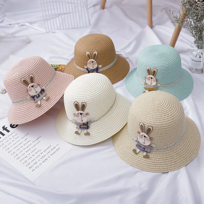 Summer Girl breathable straw hat +handbag sets Child baby sun hat Panama cap Gorros Kids hat cartoon Sunscreen shoulder bags