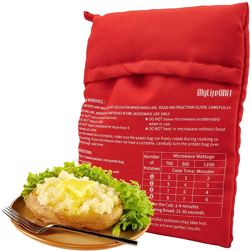 Kitchen Microwave Baking Potato Bag Reusable Microwave Cooker Bag Quick Fast Baked Pouch Potato Bag Washable Fabric Cooker Bag