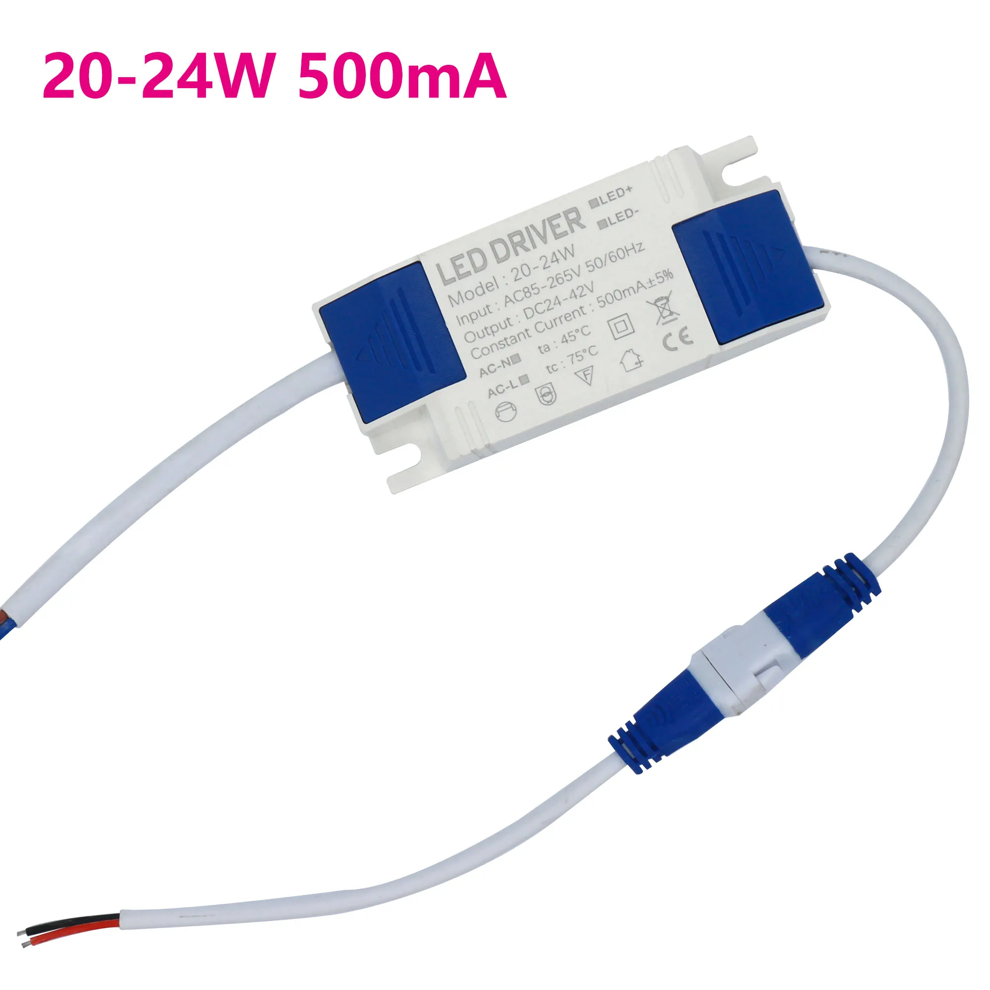 LED Driver 20-24W 500mA  600mA Power supply built-in constant current Lighting 85-265V Transforme with shell  for Panel Light