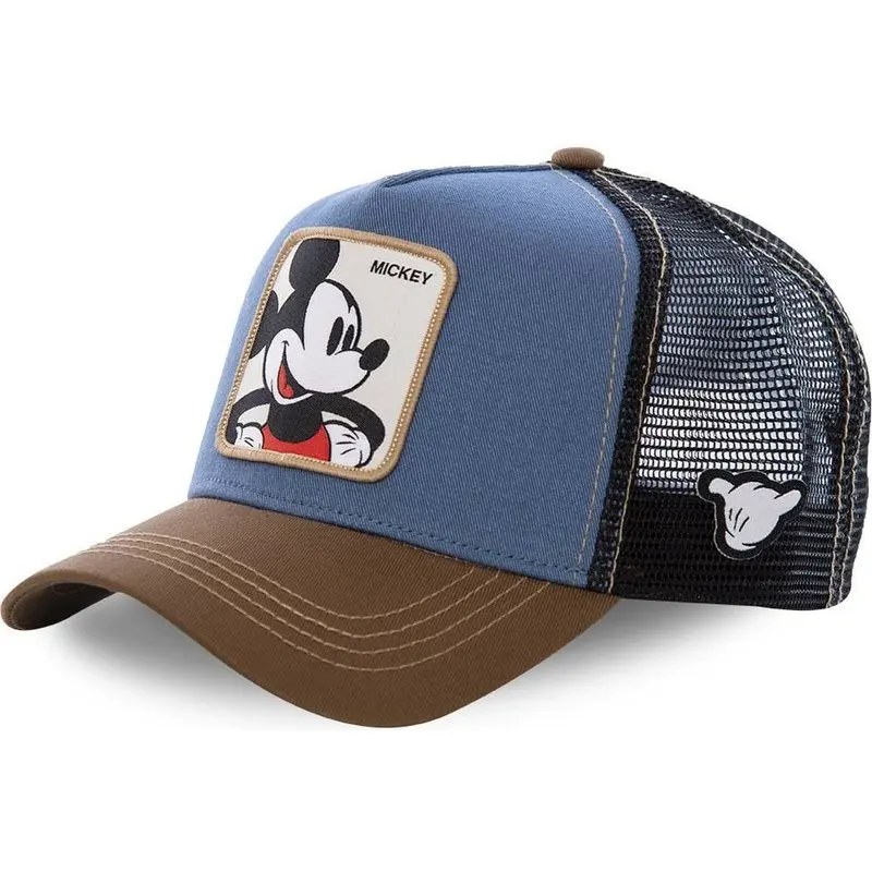 Gorra de béisbol de algodón para hombre y mujer, gorro de malla con estampado de Mickey y Anime, color azul y caqui, estilo Hip Hop, envío directo