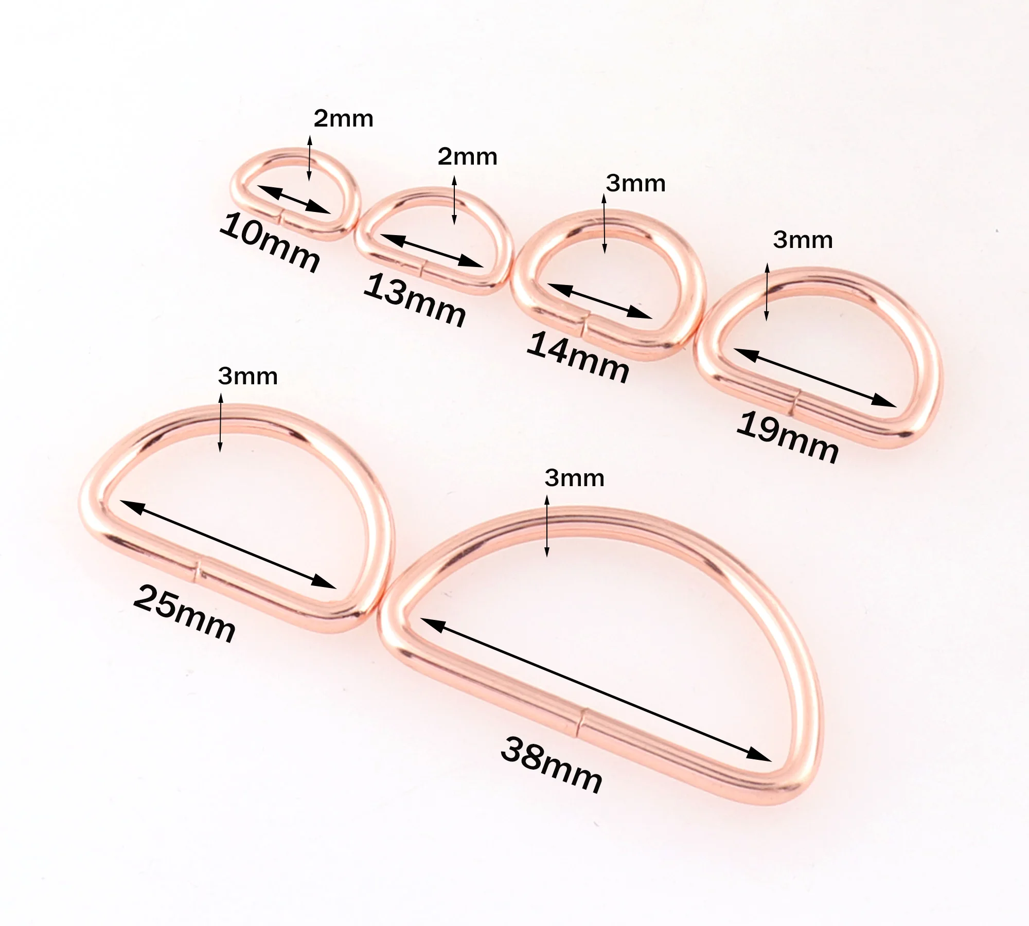 Metal Rose Gold D Ring Welded D Buckles Belt Buckle Webbing Strap Handbag Holder Backpack Purse Clasp Making Hardware Supplies