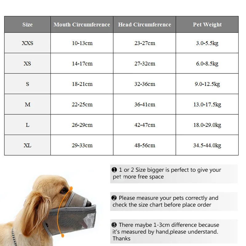 Dog Muzzle Breathable Mesh Anti Barking Pet Muzzles for Large Dogs Adjustable Anti-Biting Puppy Mouth Cover Dog Accessories