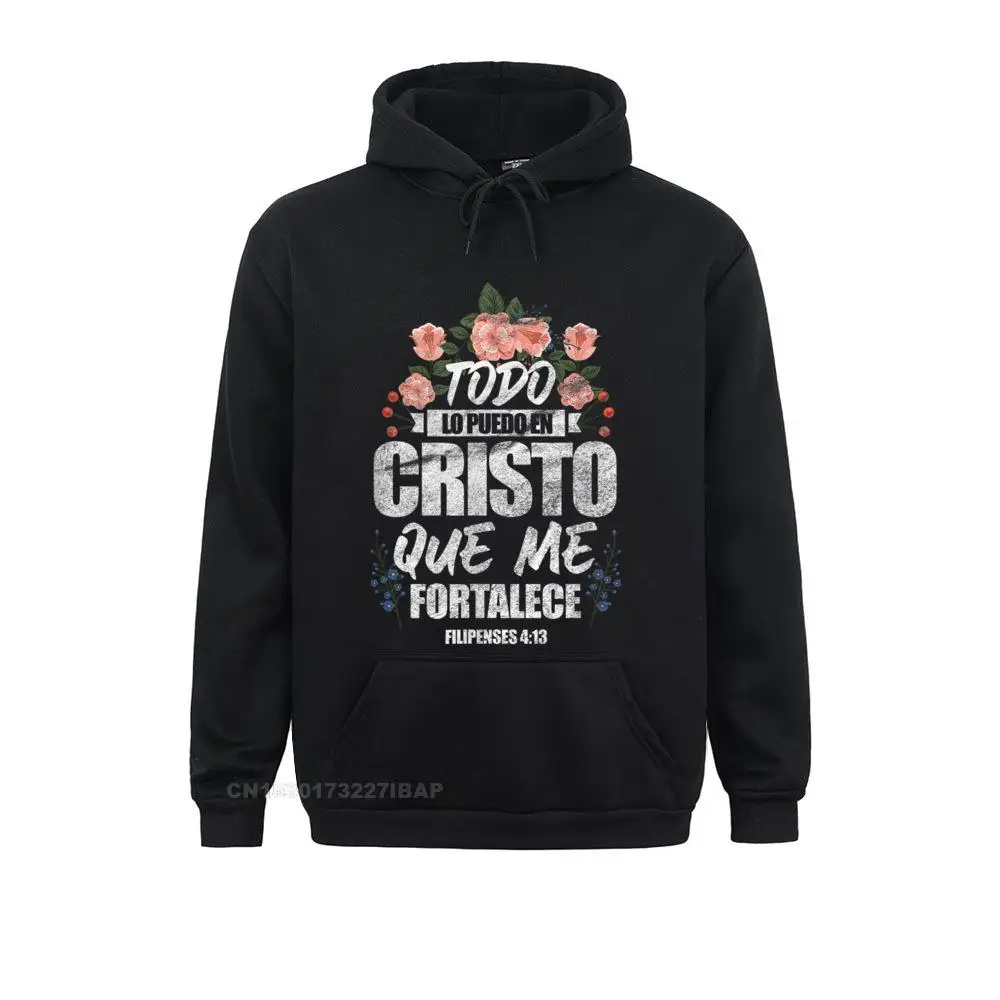 Spanish Christian Todo Lo Puedo En Cristo Que Me Fortalece Special Mens Sweatshirts Slim Fit Hoodies Hip Hop Clothes Summer