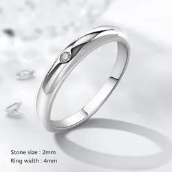 Buyee 925 Sterling Silver Thin Ring Finger Light White Zircon Ring For Woman Man Fashion Wedding Fine Jewelry Circle with Box