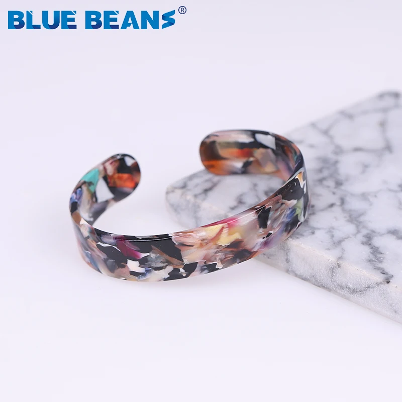 Fashion  Acetate Tortoise Shell Vintage Acrylic Open Bangles Bracelets blue Women Fashion Cuff Charm Resin Jewelry Accessory