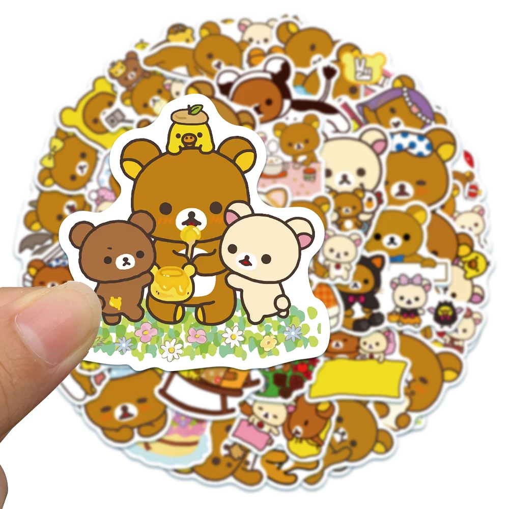 Pegatinas de dibujos animados de oso Rilakkuma Kawaii, 50 piezas, para guitarra, juguete DIY, bicicleta, monopatín, ordenador portátil, decoración de equipaje