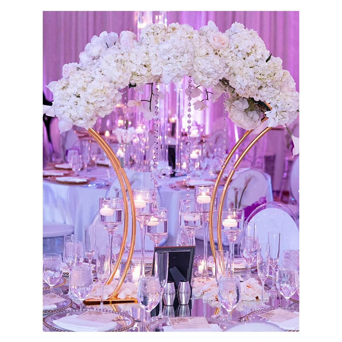 6pcs)Best selling new style wedding decoration centerpieces table center piece gold metal flower stand for event used AB0513