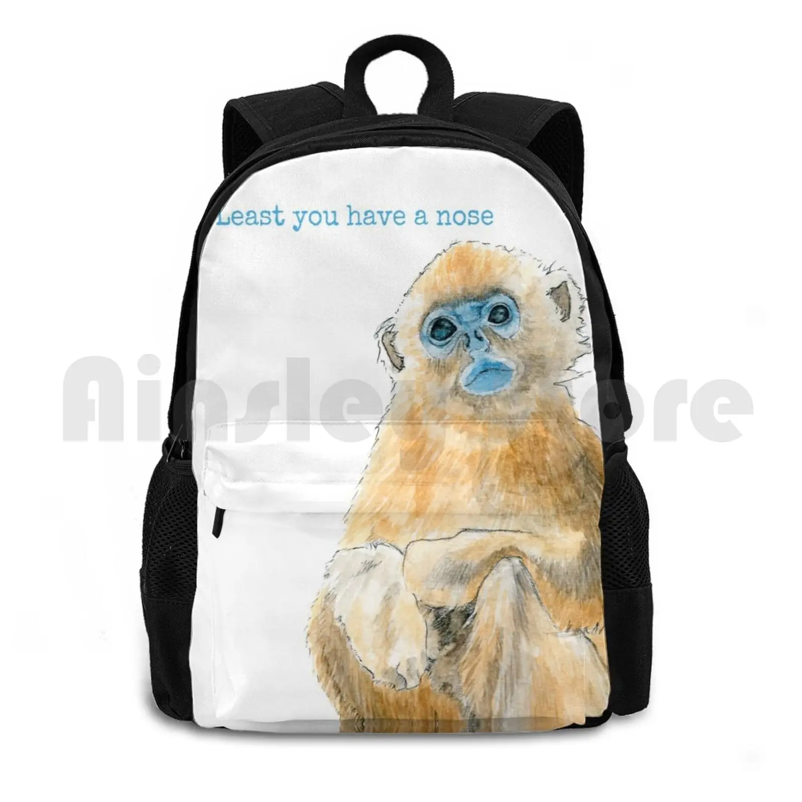 Good News From A Golden Snub Nosed Monkey Outdoor Hiking Backpack Waterproof Camping Travel Good News Get Well Monkey Golden