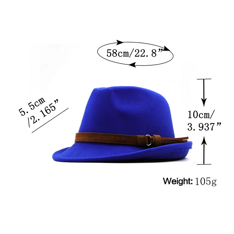 2022 Hot Wool Women Men Fedora Hat For Winter Autumn Elegant Lady Gangster Trilby Felt Homburg Church Jazz Hat