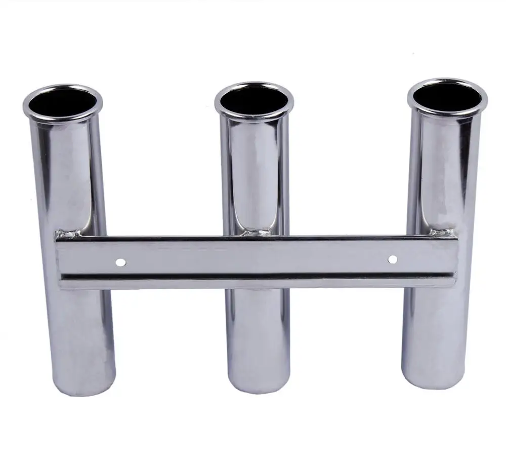 ISURE MARINE 3 Tube Rod Holder Triple Stainless Steel 316 Vertical Multi-use Fishing Rod Holder Wall-hung Style For Boat Yacht