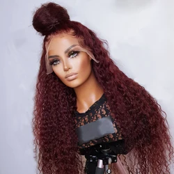 Charisma Deep Wave Synthetic Lace Front Wigs Pre Plucked Natural Hairline Heat Resistant Fiber Hair Soft Burgundy Lace Wigs