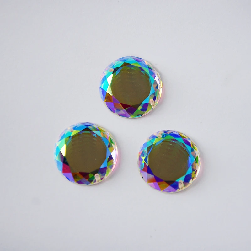 New Crystal AB K9 Glass Mirror Sew On Rhinestones Round Stones Crystal Strass Garment Decoration Jewelry Accessories