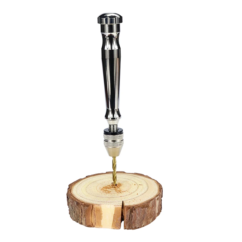 CMCP 1pc Mini Micro Aluminum Hand Drill Hand Manual Drill Chuck For 0.3-3.9mm Twsit Drill Bit Hand Twist Drill