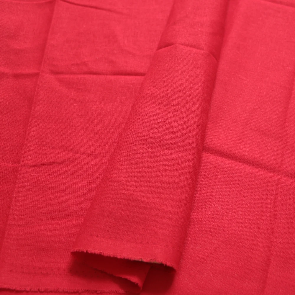 50cm*140cm Red Linen Cotton Fabric Natural Textiles For Sewing Dolls Diy