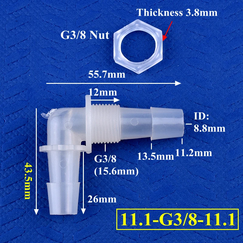 SgooHan 5 ~ 200 Stück Sechskantmutter M6 ~ G1/2 bis 2,4–11,1 mm PP Pagode-Winkelverbinder Aquarium Tank Luftpumpe Schlauchverbindungen Bewässerungsrohrverschraubungen 4