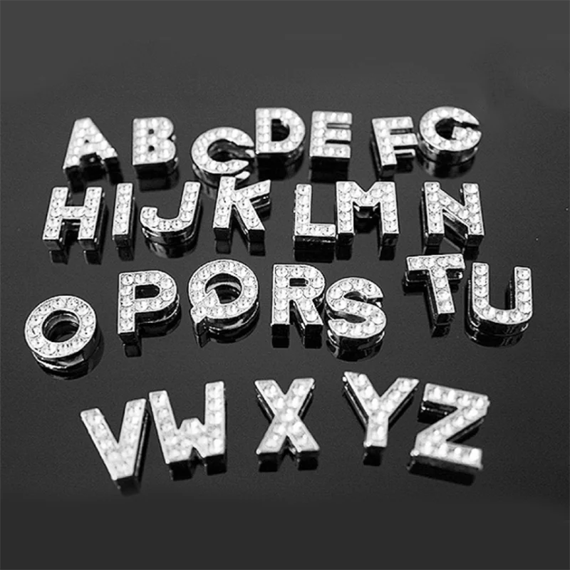 DINGLLY 2Pcs Letters 0-9 Numbers Beads Charm Fit Original Brands 10mm Stainless Steel Mesh Bracelets for Women Boy Girl Bangle