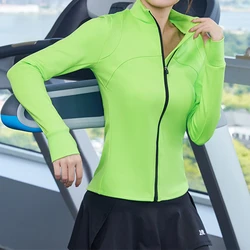 Zimowe outdoorowe bluzy sportowe damskie kurtka do biegania Zipper trening rowerowy długi płaszcz z rękawami odporny na zimno wiatroodporny Plus aksamit