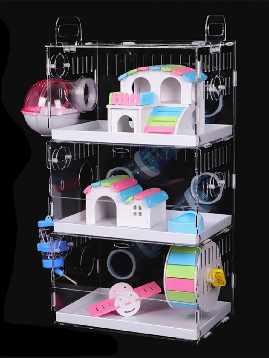 Imagem -04 - Gaveta tipo Acrílico Hamster Cage Small Pet House Transparente Oversized Villa Gaiola Básica Toy Nest With The Pipe Cobaia