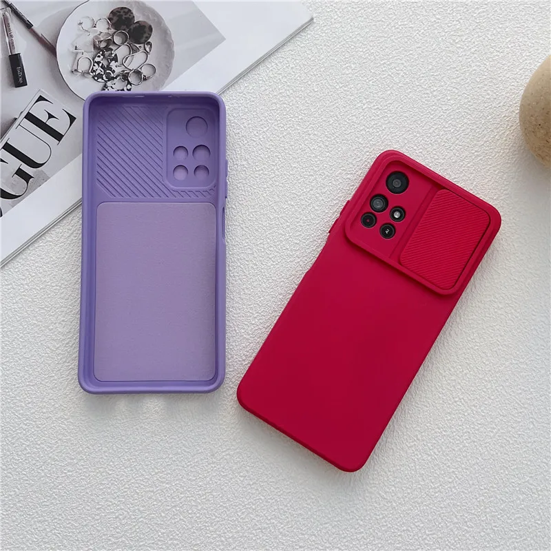 Silicone Slide Camera Protection Soft Case For Xiaomi Redmi Note 11 5G 10 9S K40 9T Mi 11T 11i 10T Pro Lite Poco X3 M3 F3 Cover