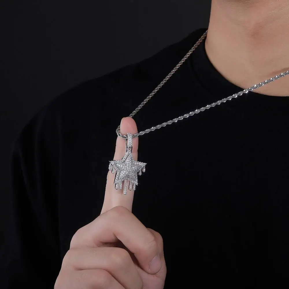 TOPGRILLZ Men's Women Iced Out Cubic Zircon Bling Drip Star