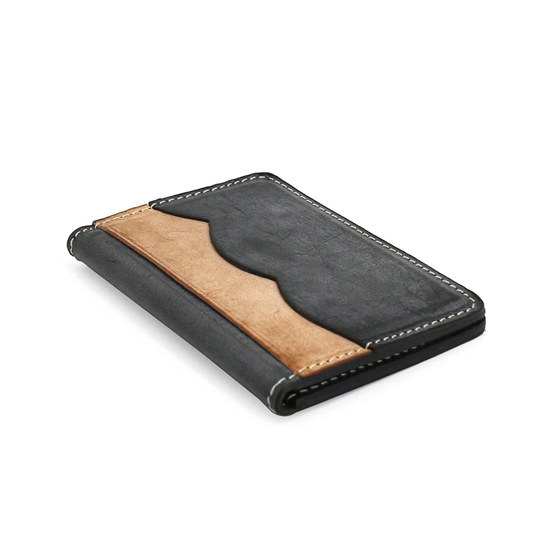 Credit Card Bag Men Genuine Leather Luxury Handmade Fog Wax Cowhide Small ID Bus Card Wallet Top End Mini Purses
