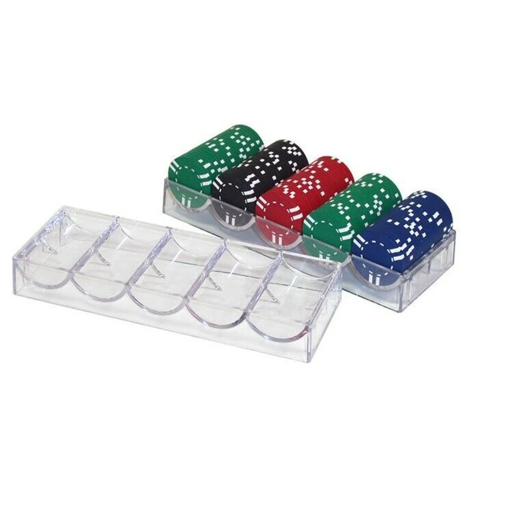 Durable Clear Acrylic Poker Chips Tray No Lid 100 Chips Case Box Holder Collectibles Craft 8.07 x 3.07 x 1.10inch