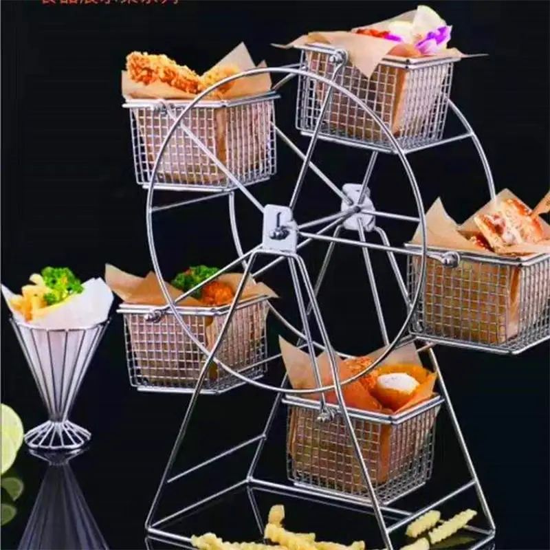 

Ferris Wheel Food Rack Stainless Steel Food Shelf Vintage Frame Party Rotatable Pastry Cupcake Holder Restaurant Accessories