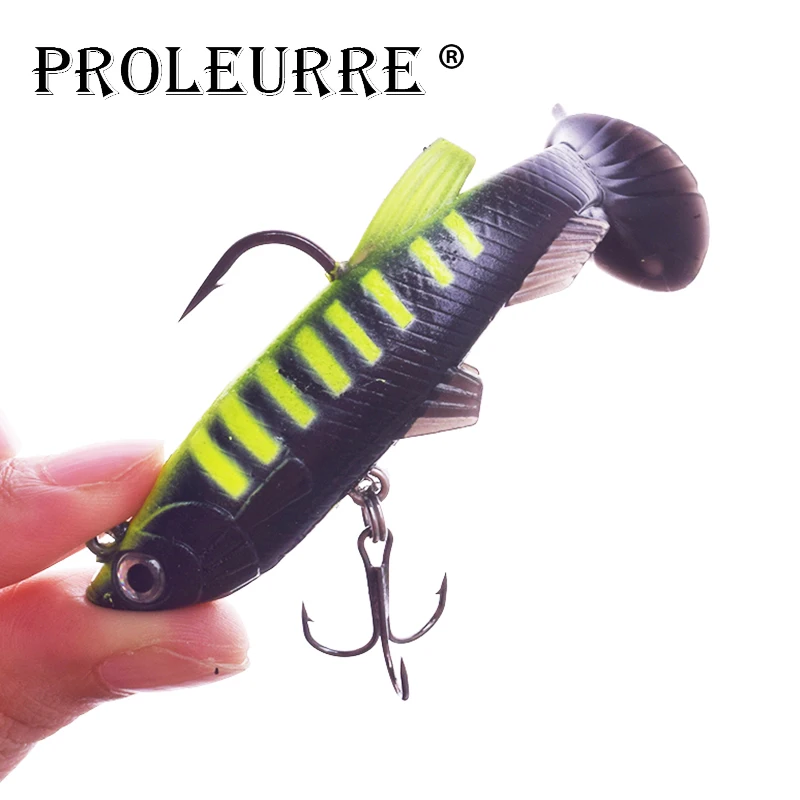 Señuelos de silicona suave para Pesca, cebo blando de cola en T de 7,5 cm y 11,5g para Lucio, lubina Artificial, aparejos de Pesca, 1 unidad