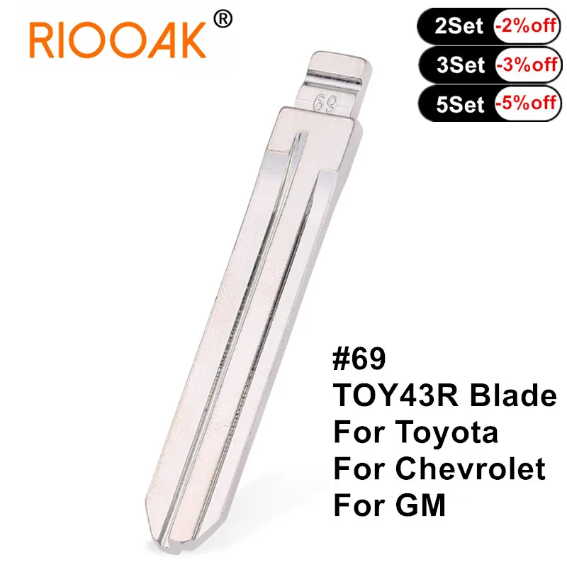 

5pcs Flip Blank Key Blade Uncut #69 TOY43R Remote KD Key Blade for Toyot Chevrolet GM Holden Isuzu