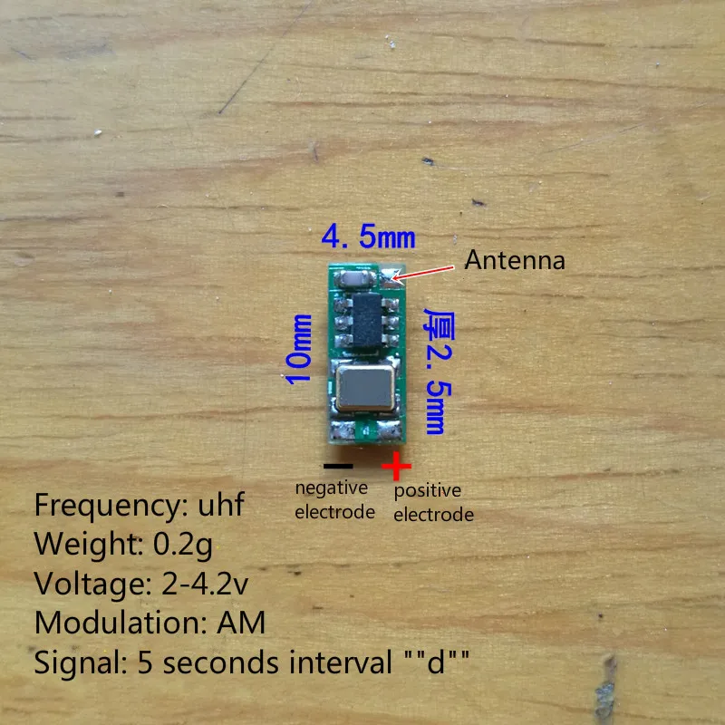 Uhf1045 Wireless Beacon Ultra Small Signal Source Module 0.2g Suitable for Birds Insect Tracking