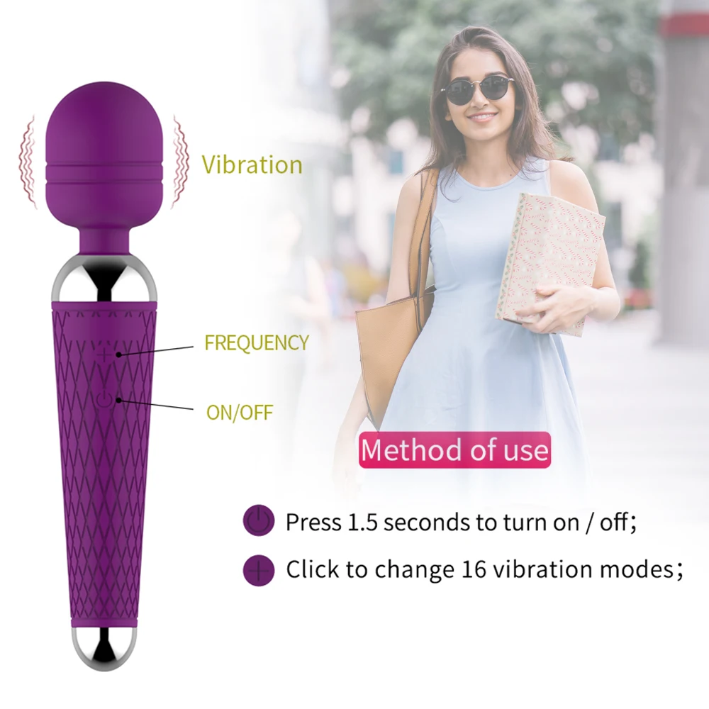 Powerful Magic Wand Vibrators for women, USB Charge AV Stick Female G Spot Massager Clitoris Stimulator Adult Sex Toys for Woman