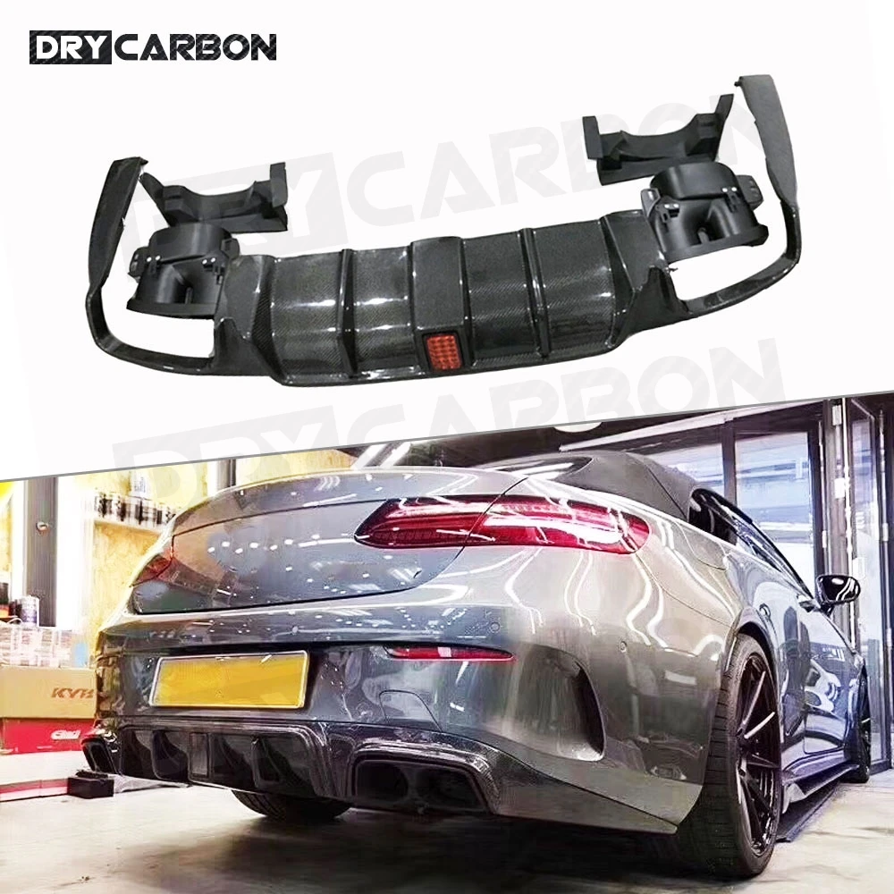 

Car Rear Bumper Lip Diffuser Exhaust Muffler Tips for Benz C238 E200 E300 E63 AMG Coupe Sport 2017-2022 B Style Carbon Fiber