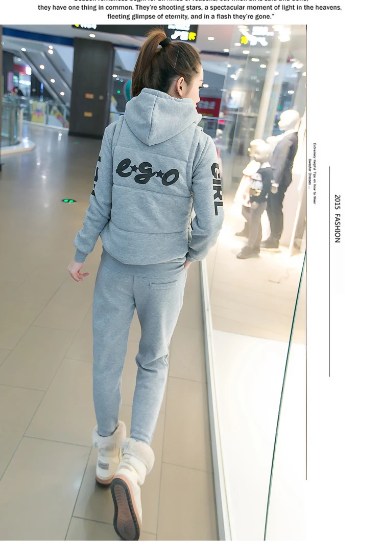 

Autumn and winter new Fashion women suit women's tracksuits casual set with a hood fleece sweatshirt three pieces set