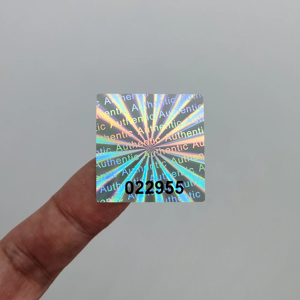 Hologram Warranty Sticker, Sealed Tamper-Proof Holographic Label, Black Serial Number, Customized Logo, 500pcs 30mmx30mm