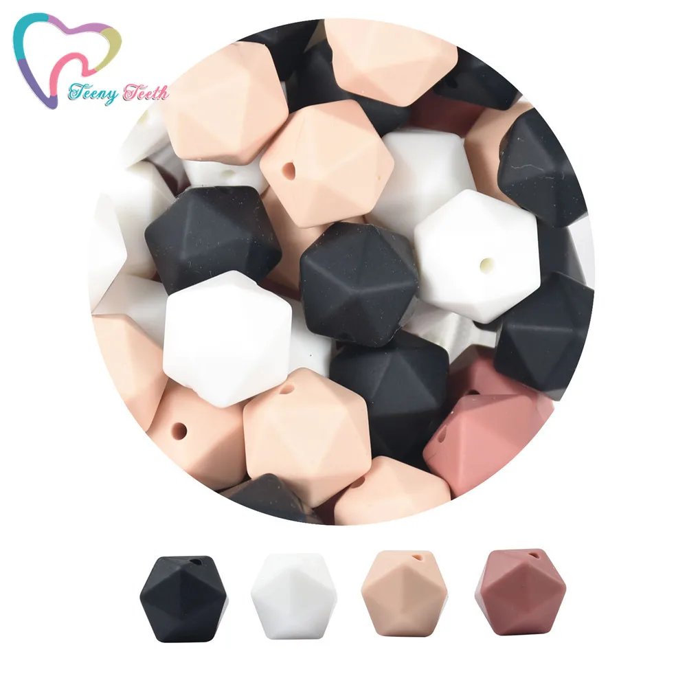 50 PCS Silicone 14 MM Icosahedron Beads BPA Free Baby Teething Cute Chewable Teether Rodents DIY Jewelry Accessories