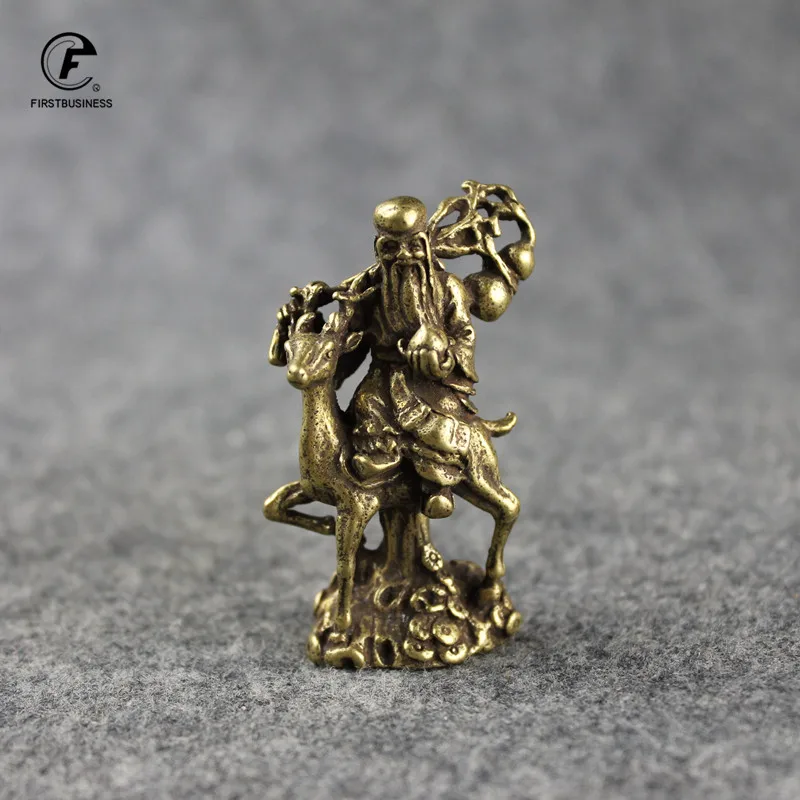 Classcial Copper God of Longevity Statue Longevity Miniatures Figurines Retro Brass Buddha Ornaments Home Decoration Accessories