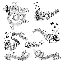 AZSG Music Score|Butterfly Note Clear Stamps/Seals For DIY Scrapbooking/Card Making/Album Decorative Silicone Stamp Crafts