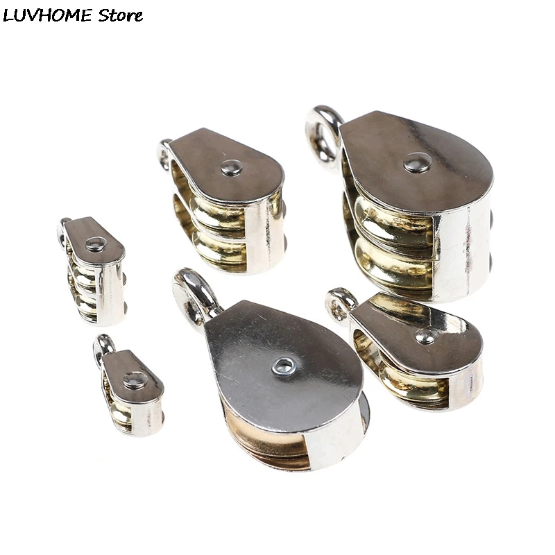 Hot! DIY Metal Sheave Zinc Alloy Fixed Pulley Crown Block And Tackle Lifting Wheel Mini Single/Double Pulley 36/52/75mm