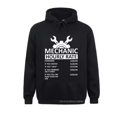 Men's Hoodie Mechanic Hourly Rate Unique Pullover Male Sportswear Car Fix Engineer Sweatshirt Clothing Gift Idea