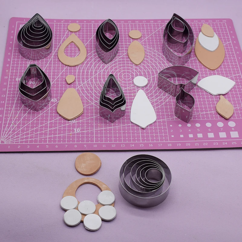 More Shape Polymer Clay Cutter for DIY Jewelry Earring Dangle Drop Pattern Metal Cutting Mold Pottery Tools Craft Art Supply