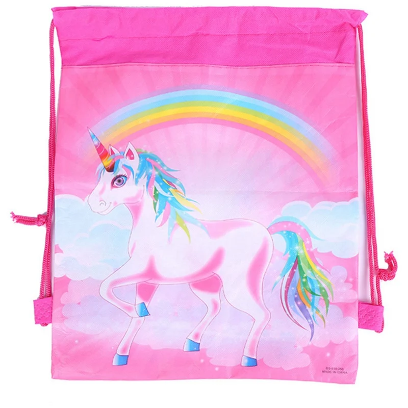 Drawstring Unicorn Backpack Children Kids Waterproof School Bags Cute Animal Fashion Backpacks Colorful Canvas Storage Rucksack