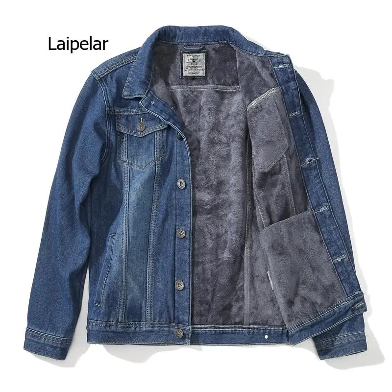 Kış erkek kot ceket ve ceket kovboy kalın sıcak polar yün astar Denim kot giyim ceket Parka Sherpa erkek giyim