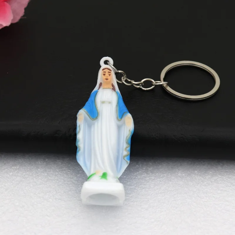 Catholic Blessed Virgin Mary Statue Figurines Keychain Pendant Religious Home Church Souvenir Gift