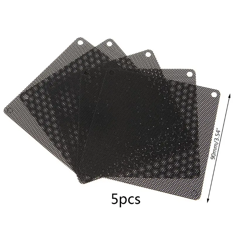 5 Buah PVC Fan Debu Filter PC Dustproof Case Cuttable Komputer 90 Mm Mesh Hitam Pxpa