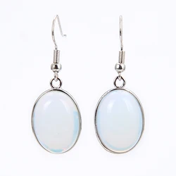 19x14mm Vintage Oval Synthetic Opal Moonstone Swings Retro Dangle Earrings Christmas Gift Women Girl Jewelry Accessories