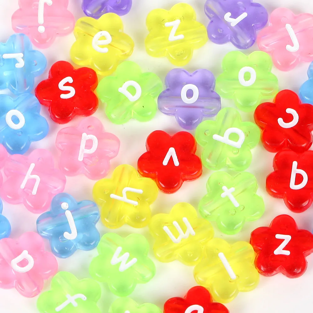 50pcs 11x4mm Letter Acrylic Beads Loose Colorful Flower Beads For Jewelry Making Diy Necklace Bracelet Accessory Handmade