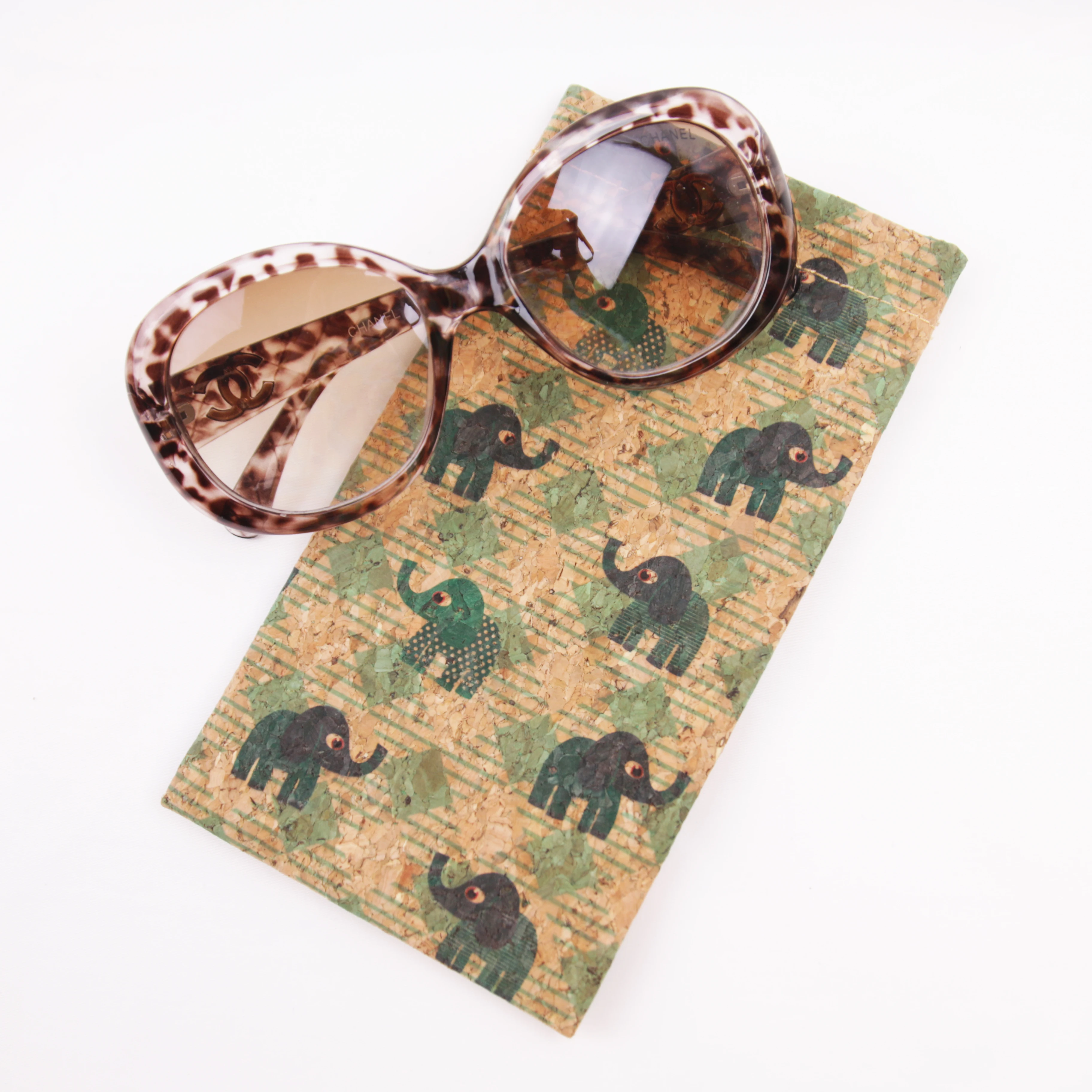 Natural Cork Spectacle Case Wooden Eyewear Holder Vegan Sunglasses Bags Leaf Animal Printing