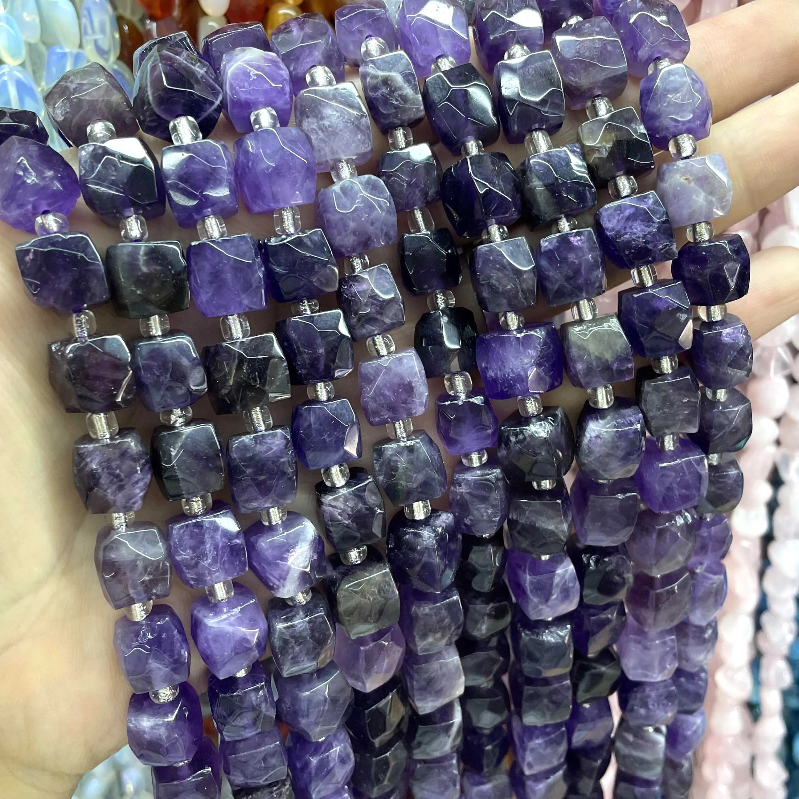 8 10mm Faceted Natural Stone Citrines Amazonite Quartz Jades Aquamarines Spacer Beads For Jewelry Making Diy Necklace Bracelet