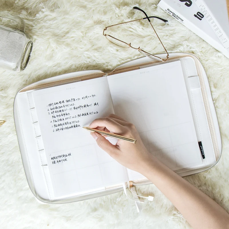 كينبور-دفتر ملاحظات A5 متعدد الوظائف ، دفتر ملاحظات جلدي ، حقيبة بسحاب ، حساب يدوي إبداعي ، A5