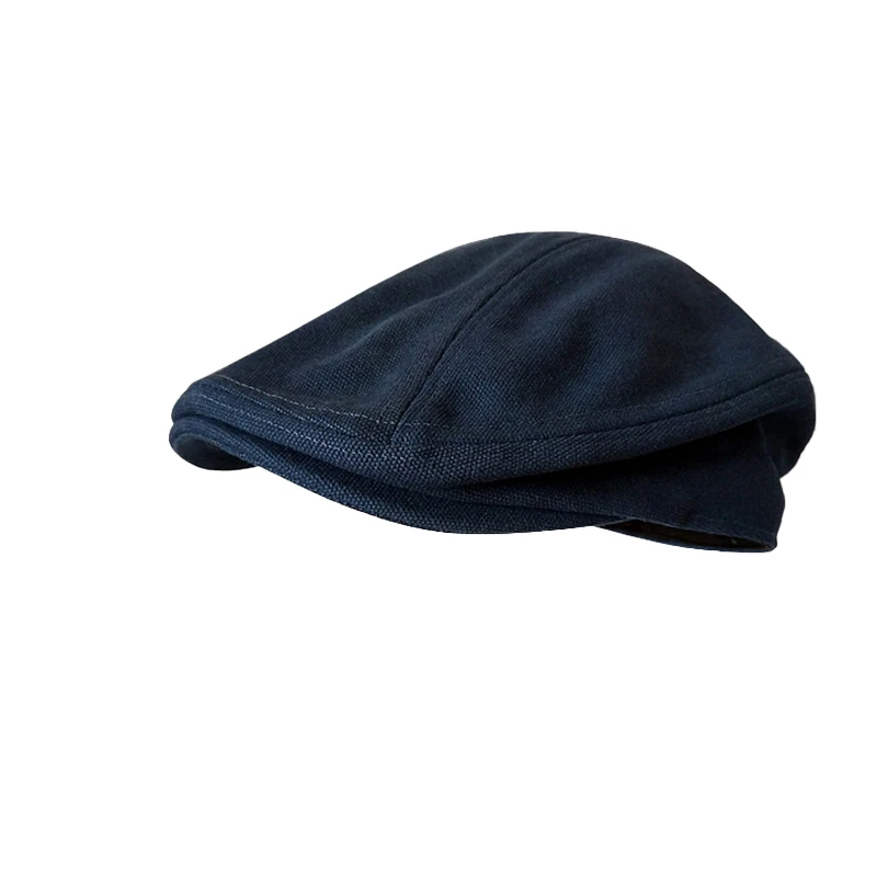 Spring And Summer Casual Men Flat Summer Cotton Beret Hat Woman Dark Blue Dark Grey Breathable Cap Duckbill Driving Hats BLM327